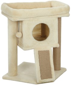 PawHut Catarator cu placa de zgariere din iuta, platforma de odihna, minge de jucarie, casa pentru pisici, Bej, 40 x 40 x 57 cm | Aosom Romania