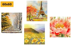 Set tablouri pictură în ulei în design romantic