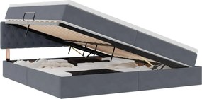 vidaXL Pat cu storage cu saltea Gri închis 200 x 200 cm Catifea