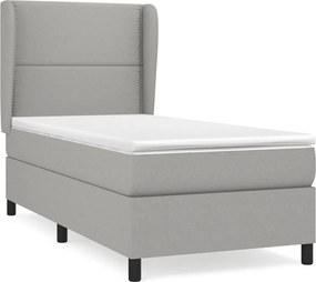vidaXL Pat box spring cu saltea, gri deschis, 100x200 cm, textil
