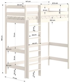 Pat Samio Zp 004 copii supraetajat - culoare gri, 70x140