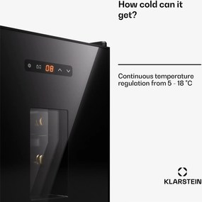 Klarstein Silent Vino 16 Uno, Frigider pentru vin, 1 zona / 16 sticle
