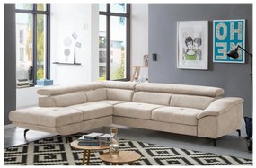 Colțar extensibil BRESCIA, formă L (stânga), cu spațiu de depozitare, bej