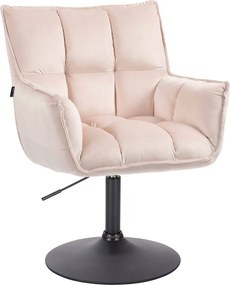 HR560N Scaun Catifea Roz Pudra cu Bază Neagră