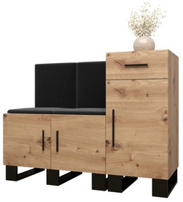 Set mobilier pentru hol Amanda 18 (Stejar artisan + Negru). 1086014