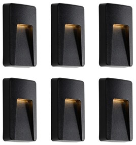 Set de 6 aplice exterioare dreptunghiulare negre cu LED IP65 - Gem