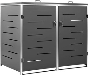 vidaXL Magazie pentru două pubele, 138x77,5x112,5 cm, oțel inoxidabil