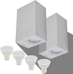 vidaXL Corp iluminat LED perete exterior 2 buc, pătrat, sus/jos