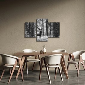 Tablou - Căprioare in pădure 2,alb-negru (90x60 cm)