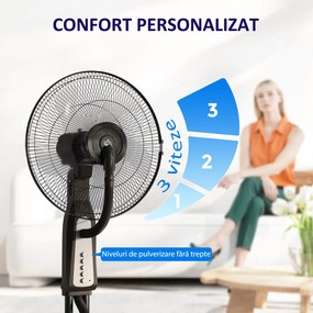 HOMCOM Ventilator Nebulizator 3Viteze 3L Roți | Aosom Romania
