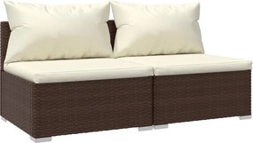 vidaXL Set mobilier de grădină cu perne, 2 piese, maro, poliratan