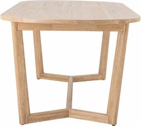 Masă dining ovală din lemn de hevea, natur, 10 locuri, cu bază în formă de Y, finisaj antichizat, 75 x 200 x 100 cm, „Serrone”