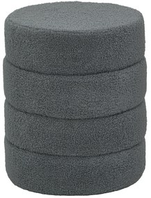 HOMCOM Taburet, rotund, cu blană de ursuleț, până la 120 kg, Ø40x45H cm, Gri închis | Aosom Romania