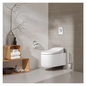 Set complet Grohe Sensia Arena vas WC suspendat, clapeta Nova crom, capac inchidere lenta si bideu electric, rezervor Grohe Rapid SL, kit spalare automata