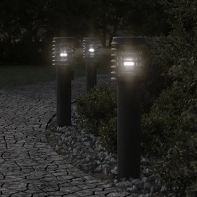 vidaXL Lampă exterioară de podea cu priză, negru, 60 cm, oțel inox
