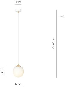 Lustră pe cablu ROYAL 1xE14/10W/230V d. 14 cm alb