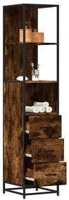 vidaXL Dulap de baie, stejar afumat, 35x37,5x166 cm, lemn prelucrat