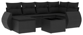 3254002 vidaXL Set canapele de grădină cu perne, 7 piese, negru, poliratan