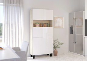 Masă PC Home (alb lucios + Stejar sonoma). 1124934