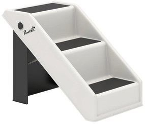 PawHut Scară pentru Câini și Pisici cu 3 Trepte Antiderapante, Design Pliabil cu Capacitate de 10 kg, Crem | Aosom Romania