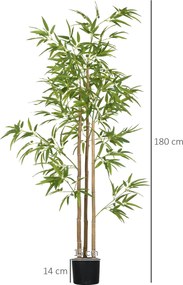 HOMCOM Plantă artificială Bambus copac artificial înălțime 180 cm cu ghiveci, decor interior, foarte realist | Aosom Romania