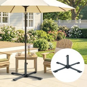 Outsunny Bază Pliabilă în Formă de Cruce pentru Umbrele de 38 mm și 48 mm, Suport Metalic Rezistent pentru Brazi de Crăciun, Umbrele de Grădină, Patio, Plajă, Gri Închis | Aosom Romania