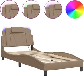 vidaXL Cadru de pat Viana cu LED fără saltea cappuccino 80x200 cm