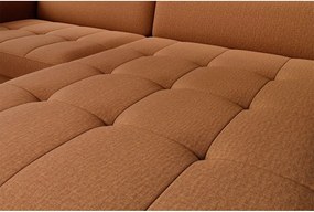 Colțar galben extensibil/cu spațiu de depozitare cu tapițerie din catifea (cu colț pe partea dreaptă/cu șezlong) Gomsi – ELTAP