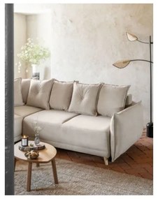 Colțar bej extensibil cu tapițerie din catifea reiată (colț variabil) Lazy Lukka – Miuform