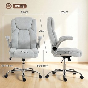 Scaun Ergonomic HOMCOM, Spătar Înalt, Tapițat în Catifea Imprimată, Cotiere Rabatabile, Alb Crem | Aosom Romania