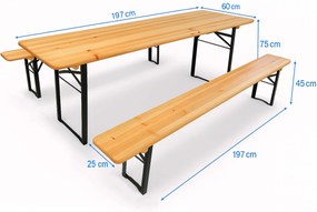 Set de bere 197x60 cm – Masă de grădină cu bănci pentru 8 persoane - 197cm x 60cm -