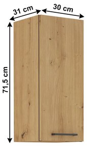 Dulap superior de bucătărie Meriel 30 G-72 1F (stejar artisan). 1033989