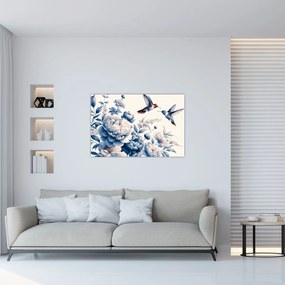 Tablou - Colibri deasupra florii (90x60 cm)