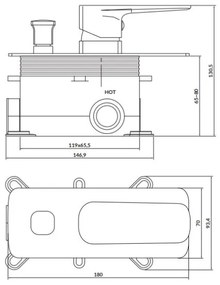 Baterie de duș pentru instalare ascunsă Cersanit S951-373 LARGA negru
