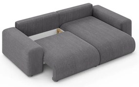 Colțar gri extensibil/cu spațiu de depozitare cu tapițerie din catifea reiată (cu colț variabil) Luma – Ropez