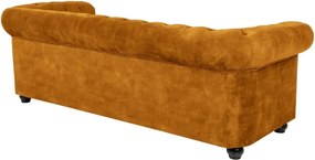 Canapea clasica stil englezesc Chesterfield 3 locuri, galben mustar