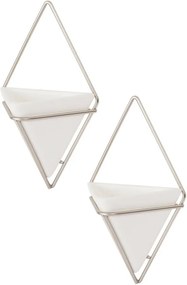 Set 2 ghivece suspendate din ceramică și cadru argintiu Umbra Trigg