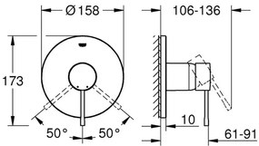 Baterie dus incastrata Grohe Essence auriu periat Cool Sunrise fara corp ingropat