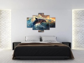 Tablou - Delfin, ilustrații (150x105 cm)