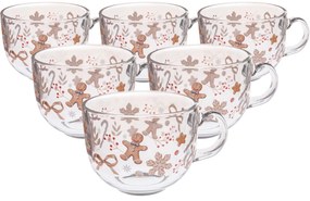 Set de 6 căni din sticlă Turtă dulce 500 ml