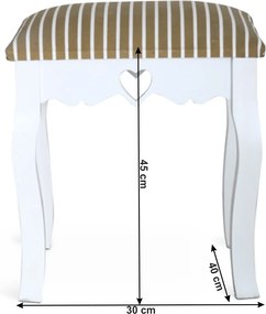 Taburet, alb/model dungat, WAGNER 1