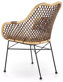 Scaun de bucaterie Percy, ratan / negru