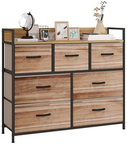 HOMCOM Comodă 7 sertare mobilier de depozitare sertar în țesătură pliabil - structură oțel negru - 98 x 29 x 85 cm | Aosom Romania