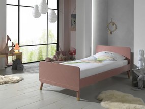 Set Pat Single și Noptieră pentru Copii, 90x200 cm, Roz (Pin Masiv și MDF) – Billy – Vipack