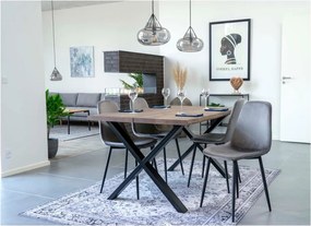 Masă dining cu blat din lemn masiv de stejar House Nordic Toulon Smoked, 140 x 95 cm