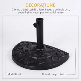 Outsunny Bază pentru Umbrelă Semicirculară de Ø38 mm si Ø48 mm cu Manivelă, 50x31x32 cm, Negru | Aosom Romania