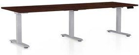 Masă înălțime reglabilă OfficeTech Long, 240 x 80 cm, picioare gri, wenge