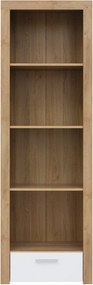 Biblioteca BALDER, stejar rivierra/alb, PAL, 62x39x192 cm