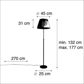 Lampă de podea neagră cu abajur plisat crem 45 cm reglabil - Parte