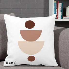 Perna Decorativa Geometric Boho Balance, 40x40 cm, Alba Mata, Husa Detasabila, Perna Inclusa, BEKZ®